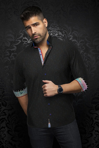 Men Au Noir Woven Shirt Massarotti Black