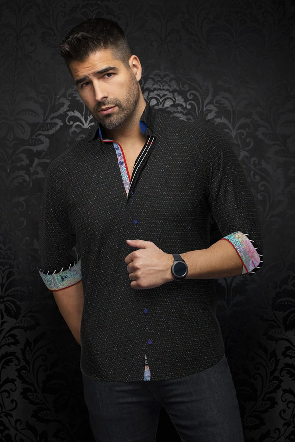 Men Au Noir Woven Shirt Massarotti Black