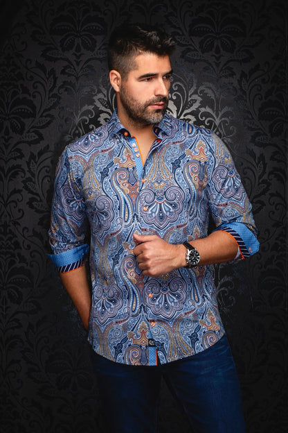 Men Au Noir Knit Shirt Mistwood Light Blue