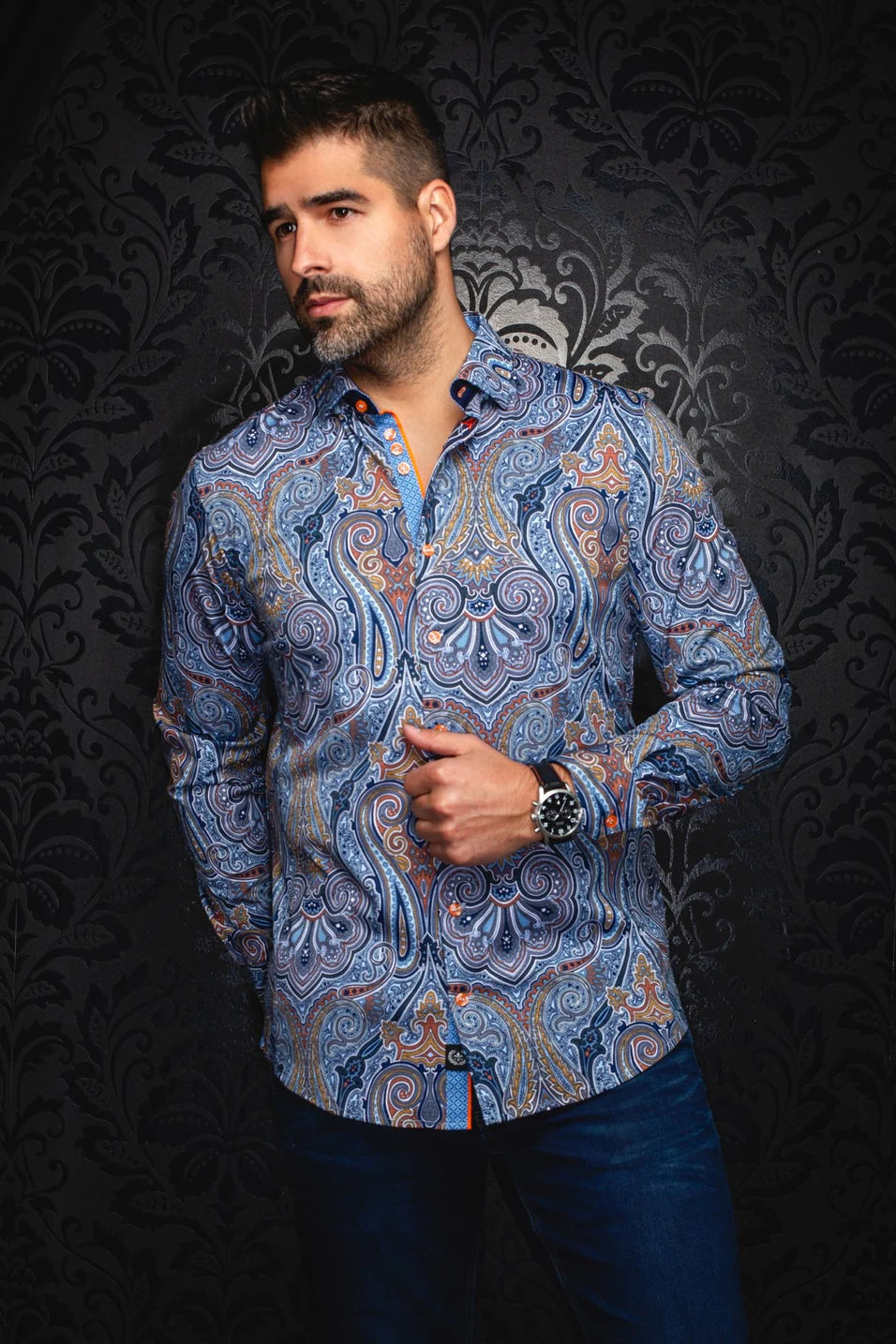 Men Au Noir Knit Shirt Mistwood Light Blue