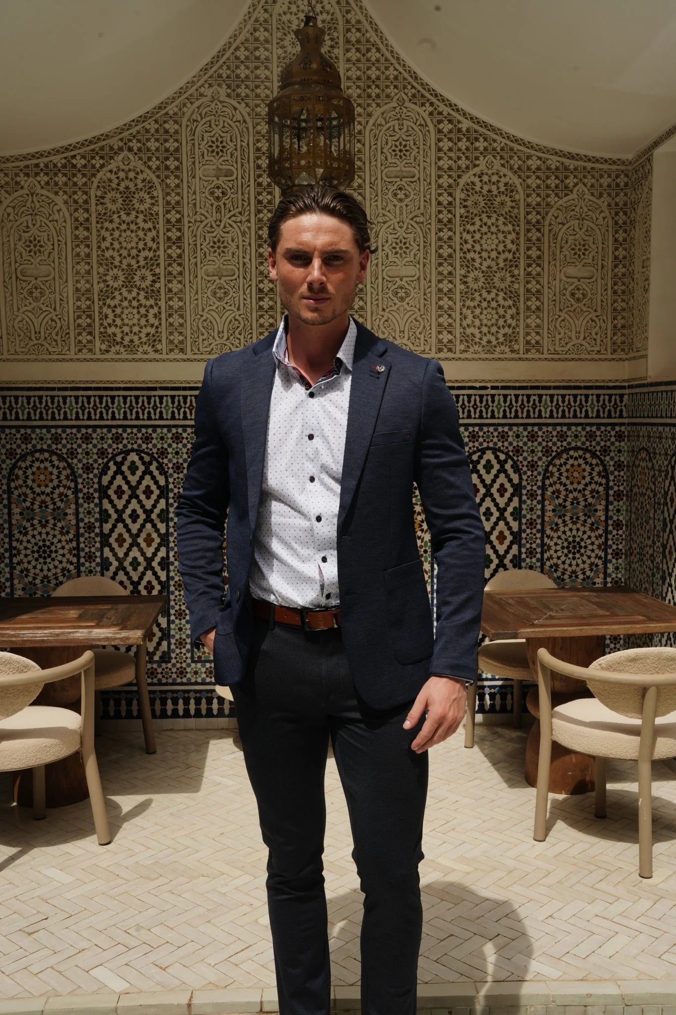 Men Au Noir Knit Shirt Optimus White/Gold