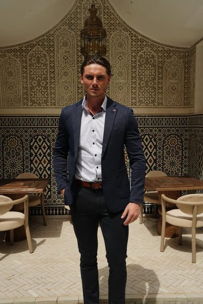 Men Au Noir Knit Shirt Optimus White/Gold