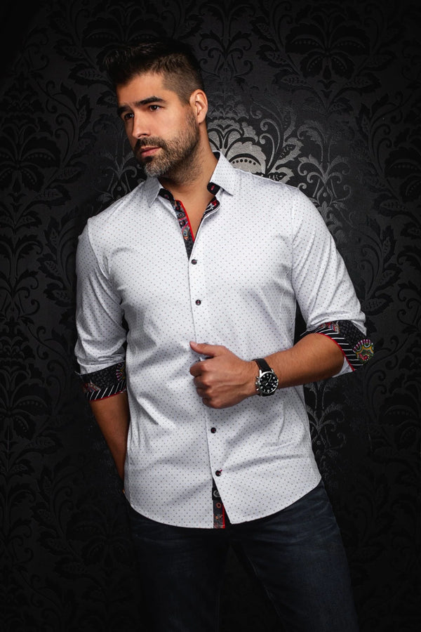Men Au Noir Knit Shirt Optimus White/Gold