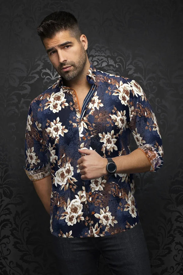 Men Au Noir Knit Shirt Rossetti Navy