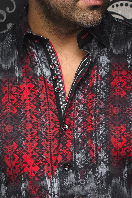 Men Au Noir Woven Shirt Darrell Red / Black