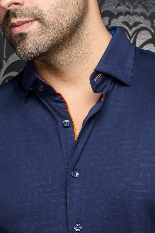 Men Au Noir Knit Short Sleeves Shirt Divenere Navy