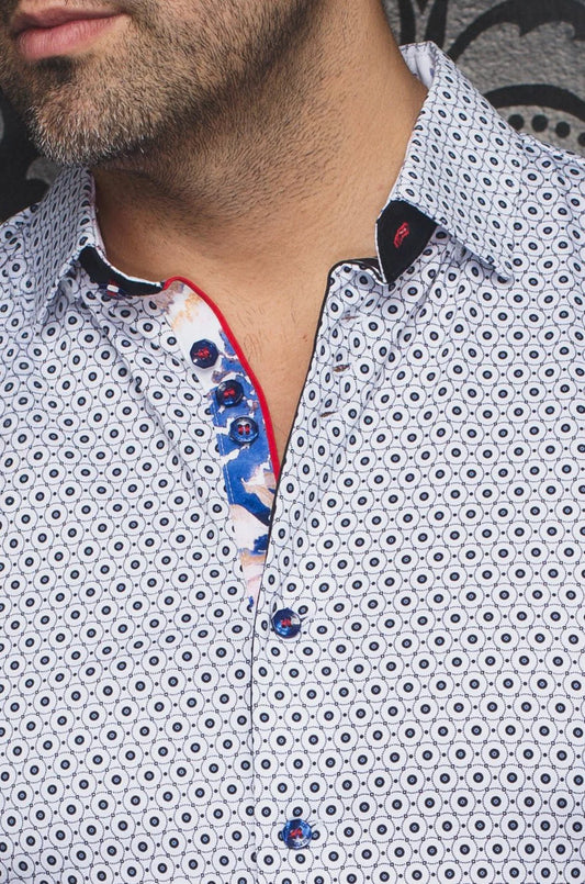 Men Au Noir Knit Short Sleeves Shirt Oslin White